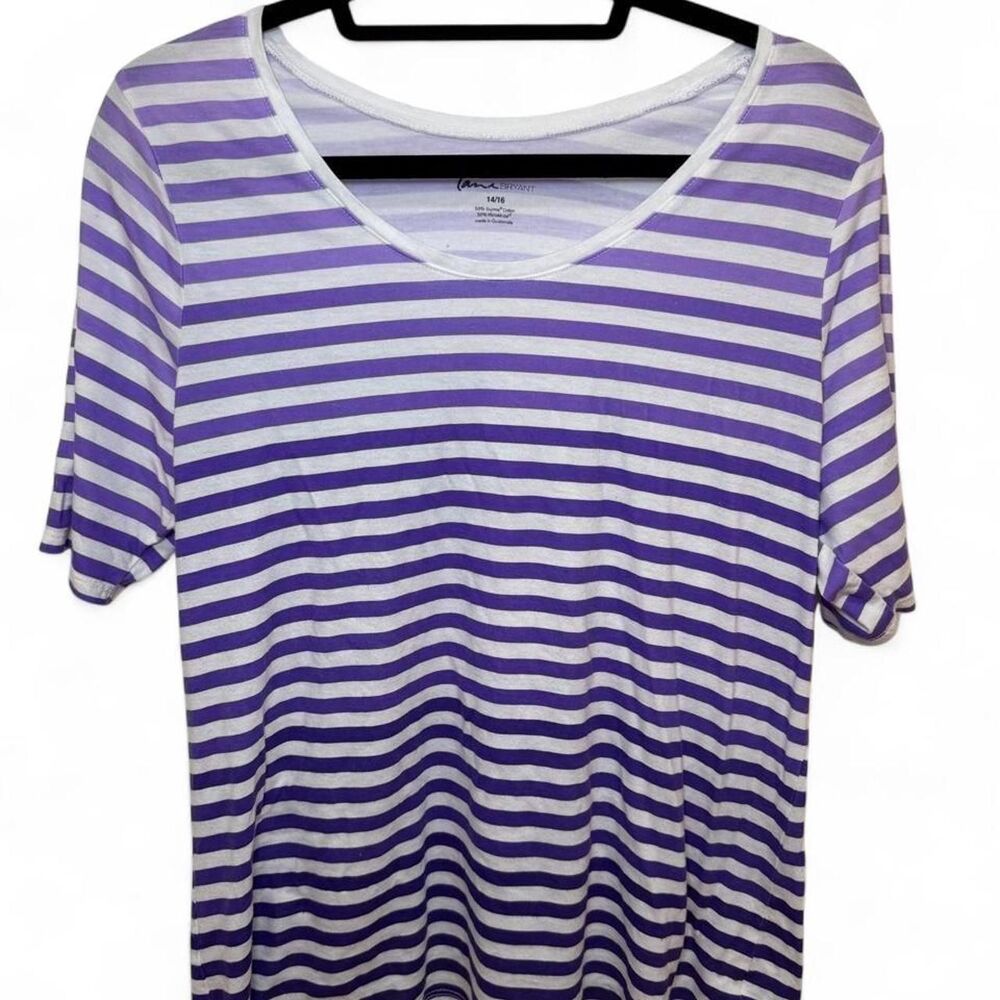 Lane Bryant Women's Purple Ombre Striped Comfortable Soft Casual Shirt